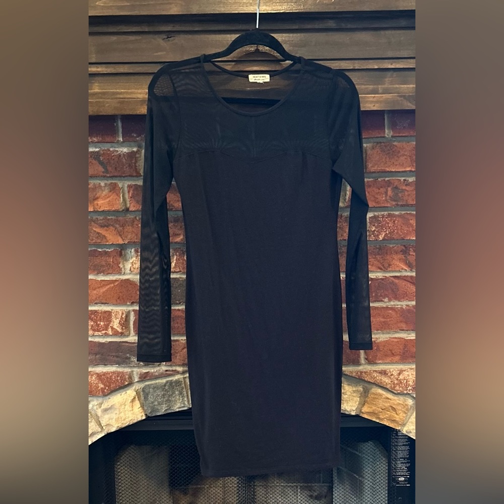Black bodycon dress with sheer sweetheart neckline size large